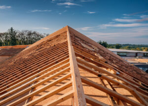 Hip roof with hurricane ties for wind resistance in Florida construction